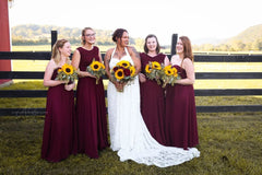 Sweetheart Burgundy Bridesmaid Dresses Chiffon Long Wedding Guest Dress MyChicDress