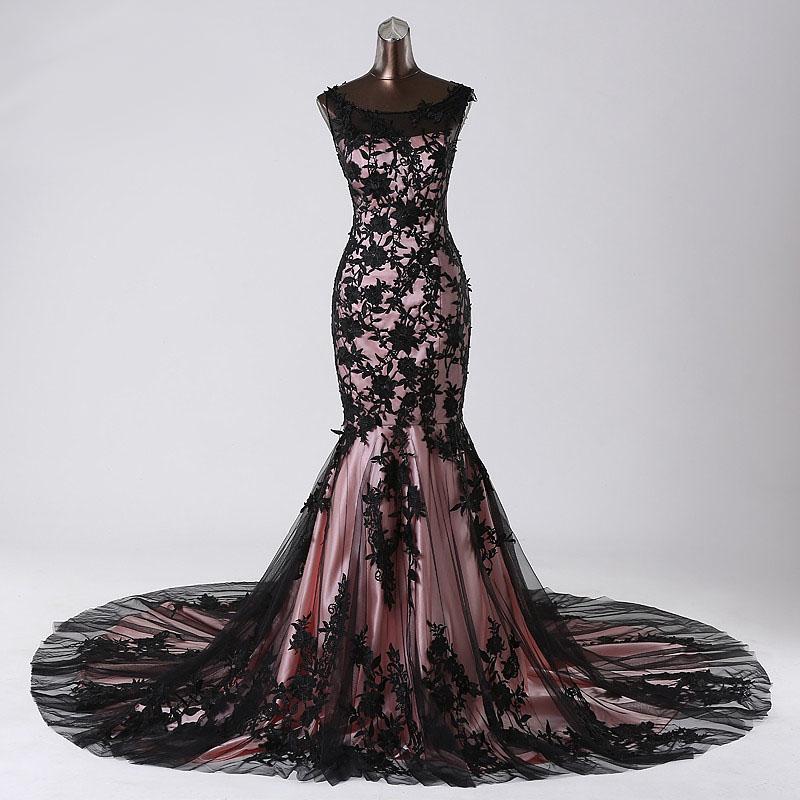 Top Black Lace Mermaid Prom Evening Gowns Sleeveless MyChicDress