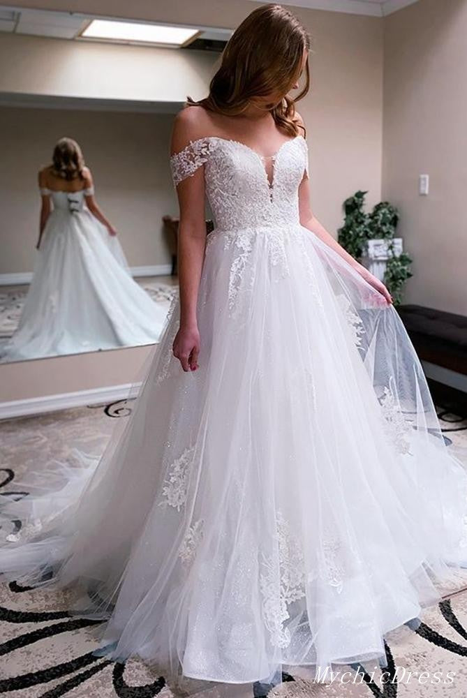 Sweetheart Sleeveless or Illusion off the Shoulder White Floral Lace Ball  Gown Wedding Dress Various Styles 