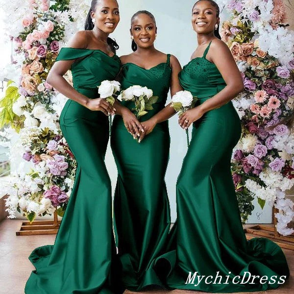 Vestidos de dama de honor verde esmeralda baratos 2023