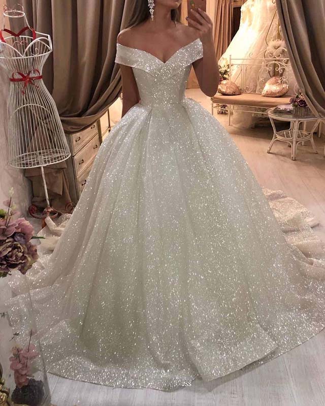 Sparkly Bling Bling Sequins Ball Gowns Wedding Dresses Off