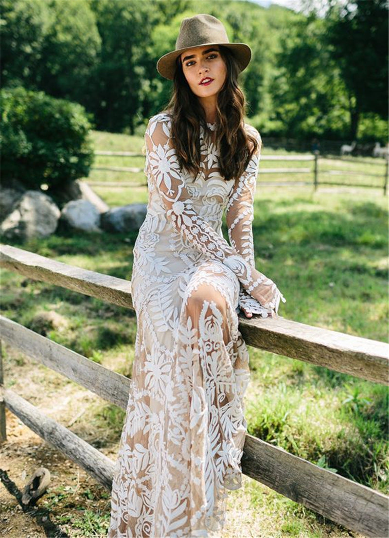 Spring Wedding Dress lace long sleeves