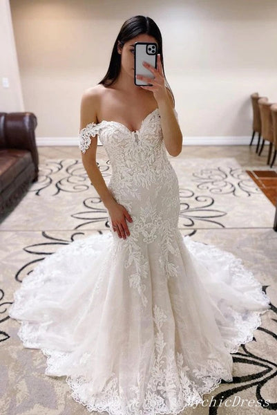 Long Sleeves Lace Boho Wedding Dresses Cheap Mermaid Bridal Gown--wedding  dresses 2024 – MyChicDress