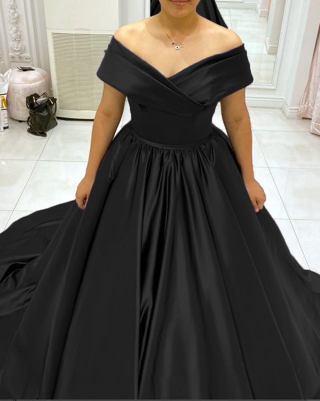 Off Shoulder Satin Prom Dresses Split Formal Dress Plus Size Ball Gowns A  Line Wedding Dress with Pockets Size 0 Aqua at  Women's Clothing store