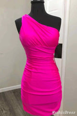 Cheap One Shoulder Tight Homecoming Dresses Short Cocktail Dress